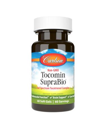 Carlson - Tocomin SupraBio Full Spectrum Tocotrienol Complex Non-GMO Tocotrienols Alpha Beta Gamma Delta 60 Softgels