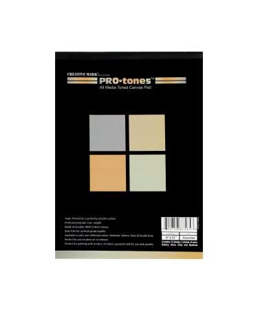 Paramount Pro-Tones All-Media Toned Canvas Pads - Triple-Primed Toned Canvas Pads for Acrylic  Oil  Gouache  & More! -  Assorted Colors - 9x12  9x12 Assorted Colors