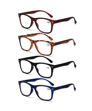 Computer Reading Glasses Blue Light Blocking Men Women Spring Hinges Readers Comfortable Glasses for Reading 1.5 4pack(mix Color) 1.5 x