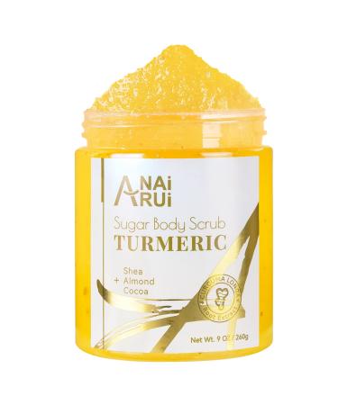 ANAiRUi Turmeric Body Scrub, Glow Face Scrub, Real Sugar Scrub for Body & Face Hyperpigmentation Dark Spots, Exfoliating, Moisturizing & Glowing Scrub, Sweet Orange Scent, 9 OZ - Buy Online on GoSupps.com
