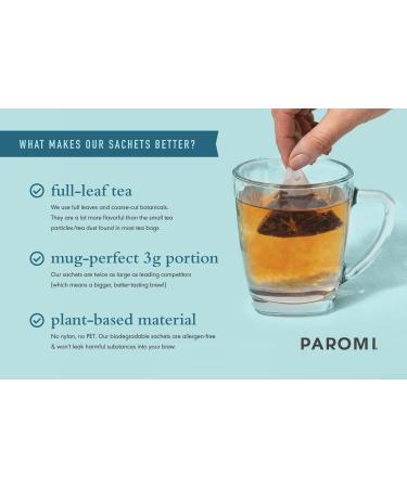 Paromi Organic Turmeric Ginger Green Tea - 15 Non-GMO Pyramid Tea Bags - Buy Online on GoSupps.com