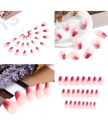 Sethexy Pink Coffin False Fingernails - 24 St Glossy Ballerina Press-On Acrylic Nail Tips for Women & Girls - Buy Online on GoSupps.com