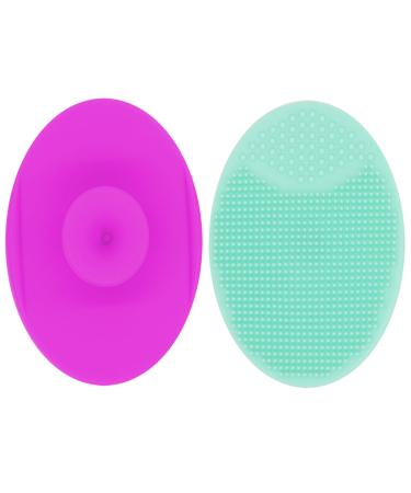 2 pieces of silicone facial cleaning brush face scrubber tool for all skin types peeling unique make-up tool for girls (rose+light green) - Buy Online on GoSupps.com