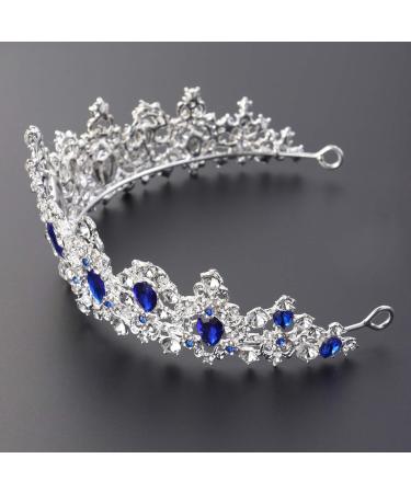 Frcolor Blue Crystal Crown Tiara - Bridal Headpiece & Rhinestone Headband for Weddings & Parties - Buy Online on GoSupps.com
