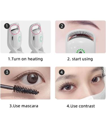 Heated Eyelash Curler Electric Eyelash Curlers Portable Heated Eyelash Clip for Make Up Rechargeable with 3 Modes and Memory Function for Long Lasting Curls Naturally Eyelashes (White) - Buy Online on GoSupps.com