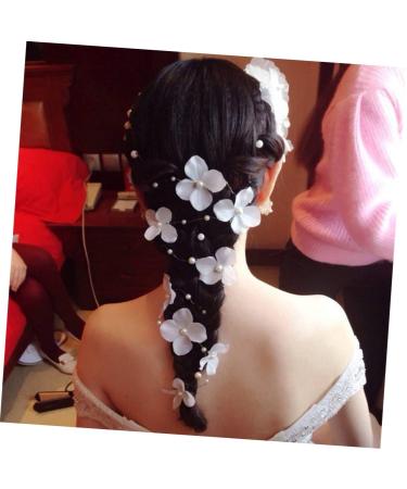 LALAFINA Wedding Hair Accessories Bride Hair Clip Bridal Hair Clips Bridal Hair Pin Faux Pearl Hair Accessories Hair Ribbons Pearl Fabric Headband Bridal Hair Accessory Korean Petals White - Buy Online on GoSupps.com
