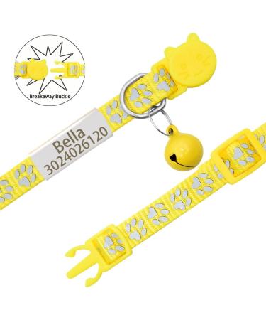 Senristar Personalized Reflective Cat Collar 2-Pack | Custom Breakaway Cat Collars with Name Tag & Bell | Anti-Loss Design for Cats | Fits Neck 20-28 cm - Yellow - Buy Online on GoSupps.com