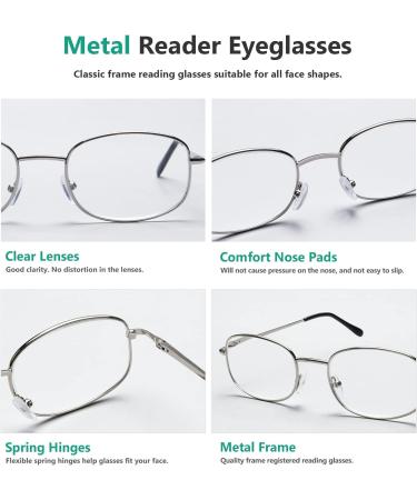 Eyekepper Metal Frame Reading Glasses - Spring Hinge 4 Pack Silver +2.25 | Stylish & Durable Eyewear for International Shipping - Buy Online on GoSupps.com