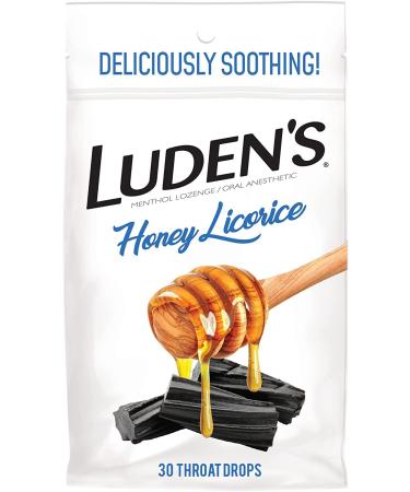 Luden's Honey Licorice Cough Throat Drops | Menthol Lozenge/Oral Anesthetic | 30-Count per pack | 2-Pack