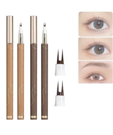 2024 Upgraded 3D Waterproof 2 Tip Eyelash Pen Eye Liner Liquid Eyeliner Double Tip Lower Eyelash Pencil Natural Makeup Fine Stroke Eyebrow Pencil with Micro Fork Tip for Girls Women (2Pcs-D)