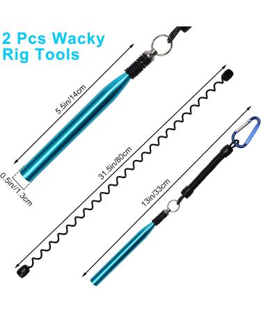 Wacky Rig Tools 2 Pcs with 320 Pcs Wacky O-Rings | Luxiv Fishing Worm Rig Tool Kits | Clip Baits Tools with Keychain - Blue - Buy Online on GoSupps.com