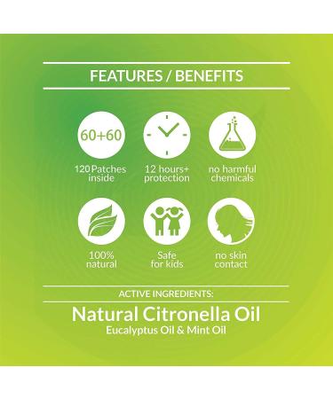 120 Pack Natural Citronella Mosquito Repellent Patches for Kids & Adults - DEET Free Stickers for Indoor and Outdoor Use - Buy Online on GoSupps.com