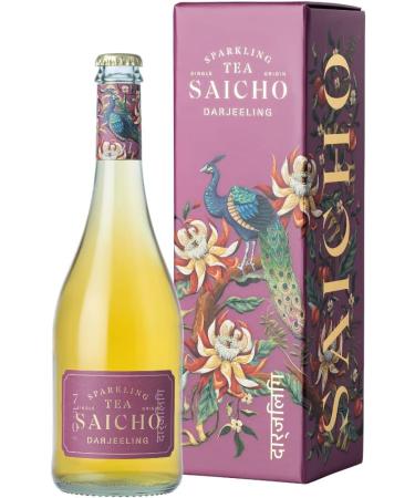 Saicho | Luxurious Non-Alcoholic Darjeeling Sparkling Tea - Notes of Mandarin Ginger Wood Spice & Dry Tannins - 750ml Bottle - Gift box included