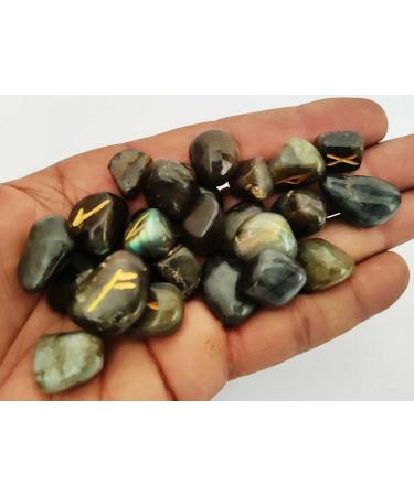 Sharvgun Labradorite Rune Stone Set 25 pi ces avec tableau en bois MDF runique grav lettrage symbolique pa en velours noir/rouge pochette incluse bo te-cadeau - Buy Online on GoSupps.com