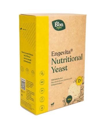 Engevita nutrhefe flakes by bon vegan |Premium Nutritional Yeast Flakes 125g |Vegan cheese replacement |With vegan vitamin D |Vitamin B12 |Vitamins of the B complex and zinc |GMO -free 125 gr