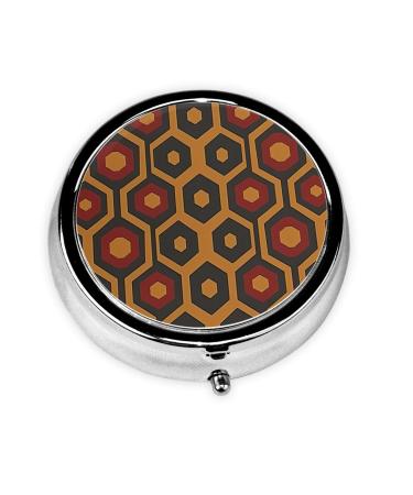 Shiny Ignore Graphics Portable Metal Pill Box Round Mini 3-Compartment Plastic Insert hinged Fastening Design Suitable for Small Pills Must-Have for Travel
