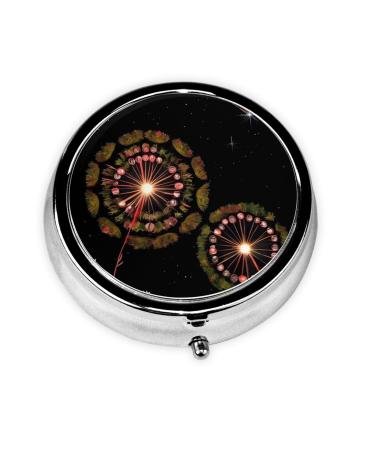 Starry Dandelionround Pill Box 3 Compartments Round Pill Box Organizer for Purse Or Pocket &*Portable Travel Pill Box