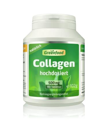 Collages 500 mg high -dose 180 tablets - natural collagenhydrolysate.Without artificial additives without genetic engineering.180 pieces (1 Pack)
