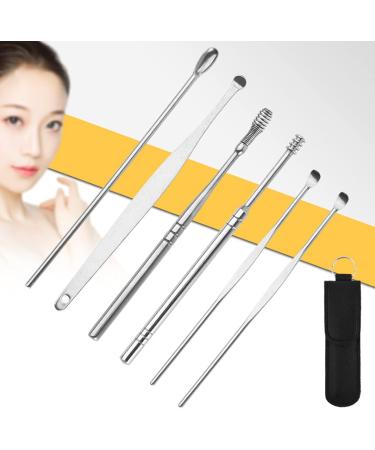 RONHIAS Spring Ear Wax Cleaner Tool Set - Stainless Steel Ear Curette Kit for Ear Pick Removal - Black+Yellow - Buy Online on GoSupps.com