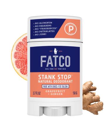 FATCO Stank Stop All Natural Deodorant with Tallow and Organic Coconut Oil Grapefruit + Ginger (1.7 oz) Grapefruit + Ginger 1.7 Ounce (Pack of 1)