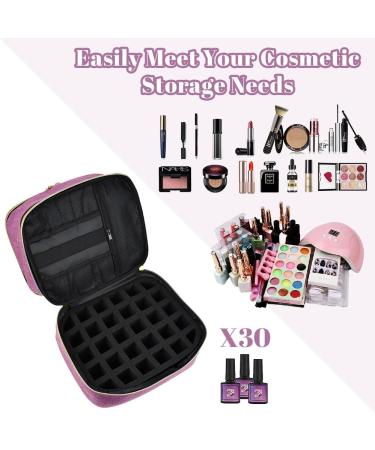 Waterproof Double Layer Nail Polish Storage - Adertos Purple Nylon Organizer for 30 Bottles & Accessories - Buy Online on GoSupps.com