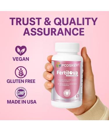 pcoskey Fertility Supplement for Women - Fertilova Egg Quality & Ovarian Support with Myo-Inositol Methylfolate CoQ10 | Vegan Prenatal Vitamins | 120 Capsules | Non-GMO Made in USA - Buy Online on GoSupps.com