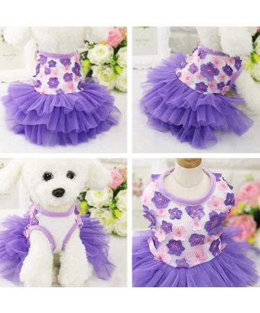 Yekeyi Spring Summer Princess Pet Dress - Cute Bunny Tutu for Dogs & Cats | Violet Flower Costumes for Rabbits - Buy Online on GoSupps.com