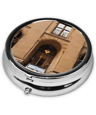 Beautiful Italy Printed Mini Round Pill Box - 3 Compartment Portable Pill Organizer for Travel Home & Office Use - Buy Online on GoSupps.com