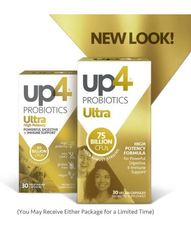 up4 Ultra Potency Probiotic 75B CFUs - Immune & Digestive Support - Vegan, Non-GMO, Gluten-Free - 30 Count - Buy Online on GoSupps.com