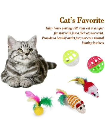 Wefine 21Pcs Cat Toys Set- Interactive Feather Wand, Ball, Spring Mice Toy for Indoor Cats - Buy Online on GoSupps.com