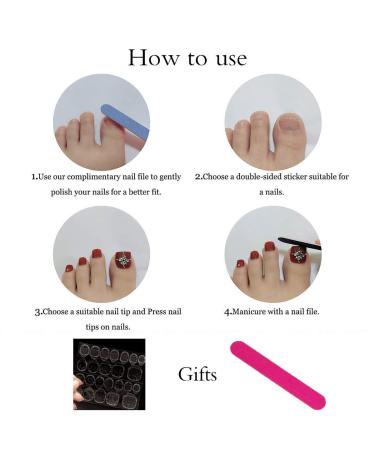 Glossy Pink Fake Toe Nails - Blue Gray Square Shimmer, Full Cover 24pcs for Women and Girls - Buy Online on GoSupps.com