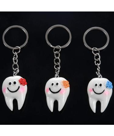HOSATIGER 20-Piece Cute Dental Keychain Set - Adorable Tooth Shape Keyrings for Gifts - Perfect for Dental Lovers - Buy Online on GoSupps.com
