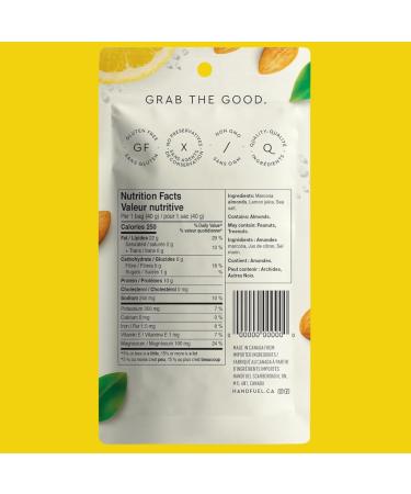 Handfuel Lemon Marcona Almonds Hand Roasted Salted Almonds 10g of Protein Non-GMO Vegan Friendly Plant Based Flavoured Nuts Gluten Free - 40g Per Pouch (12 Count) - Buy Online on GoSupps.com