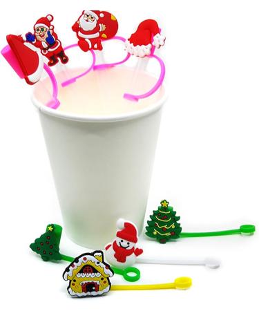 CHENZILIN Drinking Straws 4Pcs Soft Silicone Straw Covers Dustproof Drinking Straw Caps Straw Toppers Christmas Cartoon Straw Cover Caps Ornament - Buy Online on GoSupps.com