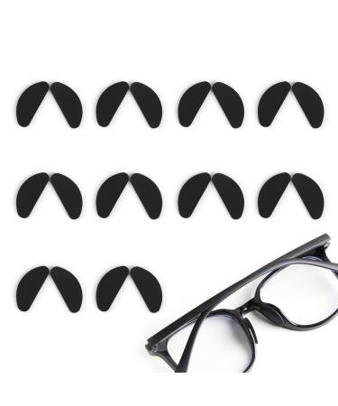 10 Pairs Adhesive Silicone Nose Pads D Shape Stick on Eye Glasses Nose Pads Anti-Slip Soft Black Stop Glasses Slipping Down Nose Pad for Eyeglasses Sunglasses 19 x 8 x 1 mm (L x W x T) Black Black-adhesive