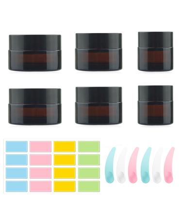 6 pieces of brown las cream can empty ointment put glass creams 10ml 15ml 20ml amber empty cream cans refillable cream doses for filling with lid and liner cremation glass for ointment cream lotion