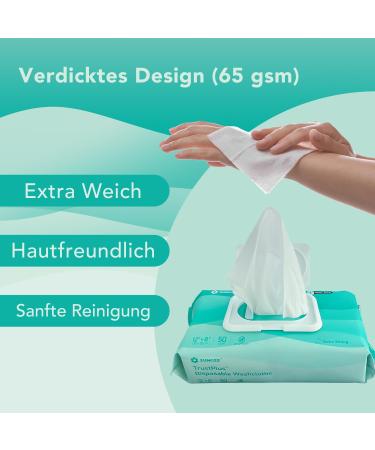 Sunkiss TrustPlus Wet Wipes for Adults Extra Thick 20x30 cm Body Cleaning Towels with Aloe for Incontinence 200 Pieces (4 Packs of 50) - Buy Online on GoSupps.com