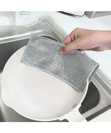 Silver Dish Cloths Multipurpose Wire Dishwashing Rags for Wet and Dry Double Layer Thicken Wire Dishcloth for Cleaning Dishes Remove Stubborn Stains from Dishes Pots Grills Stoves (5pcs) - Buy Online on GoSupps.com