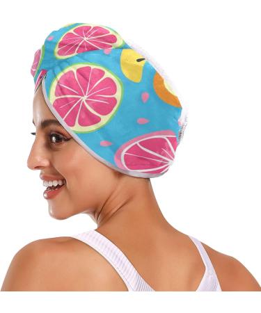 Rainbow Fruit Blue Hair Towel 2 Pack | Super Absorbent Quick Dry Hair Turbans for Women & Girls - Buy Online on GoSupps.com