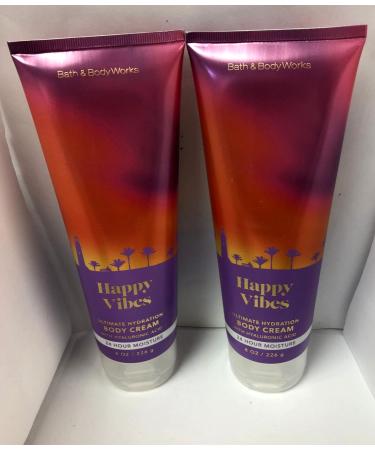 Set Of 2 Bath And Body Works Happy Vibes Body Cream Ultra Shea Body Cream Duo 8 Ounces Each
