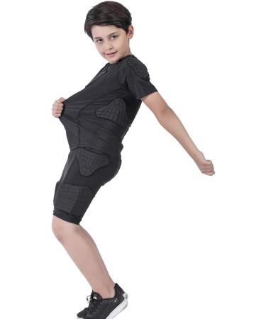 TUOY Youth Boys Padded Protective Shirts + Shorts | Black Padded Shirt+Short X-Large - Buy Online on GoSupps.com