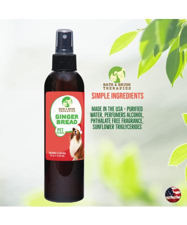 Bath & Brush Therapies Gingerbread Pet Cologne 4.5 oz for Dogs | Long-Lasting Odor Eliminator | Cruelty-Free & Paraben-Free | Biodegradable & Non-Toxic | Made in USA - Buy Online on GoSupps.com