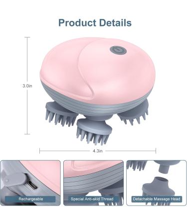 Ankilo Wireless Electric Head & Body Massager - Scalp & Cat Massager with 4 Interchangeable Kneading Heads - Pink Rose for Hair Growth & Full Body Relaxation - Buy Online on GoSupps.com