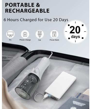 MySmile Cordless Dental Flosser - Portable Oral Irrigator, 5 Modes, 8 Tips, OLED Display, 350ML Tank - Home & Travel Use (Black) - Buy Online on GoSupps.com