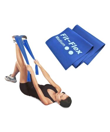 Fit-Flex Resistance Exercise Band - 2m Length - 3 Flex Options Pilates Yoga Rehab Stretching Strength Training Blue