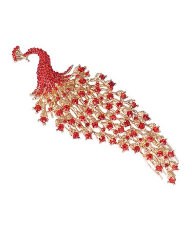 Housoutil Peacock Crown Hair Comb Pearl Hair Accessories Bridal Peafowl Headpieces Bridal Hair Comb Peacock Accessories Tiara Wedding Rhinestone Hair Combs Red Bride Zinc Alloy Rhinestones