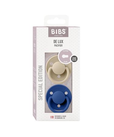 BIBSE de Lux BPA-Free Cherry Shape Silicone Pacifier 2-Pack | Made in Denmark for 0-36 Months | Vanilla & Cornflower Colors - Buy Online on GoSupps.com
