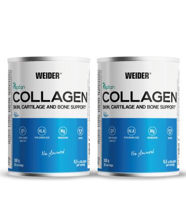 Weider Weider Collagen Pack DUO Hydrolized Collagen Peptide Peptide Enriched with Hyaluronic Acid Magnesium & Vitamin C. For Bone & Joint Health Flavour-Free Pack of 2 x 300g