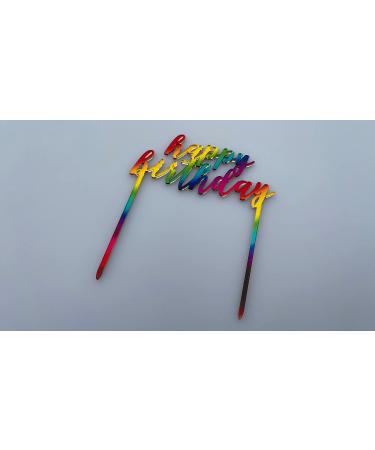Rainbow Happy Birthday Cake Topper Acrylic Birthday Cupcake Topper Cake Pick Decorations for Birthday Party Cake Desserts cup cake topper - Buy Online on GoSupps.com