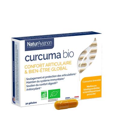 Laboratoire NaturAvignon Turmeric Patented Organic | Joint Comfort and Flexibility | Clinically Proven High Absorption | Ecocert Certified | Made in France | 30 Capsules (1 Month)